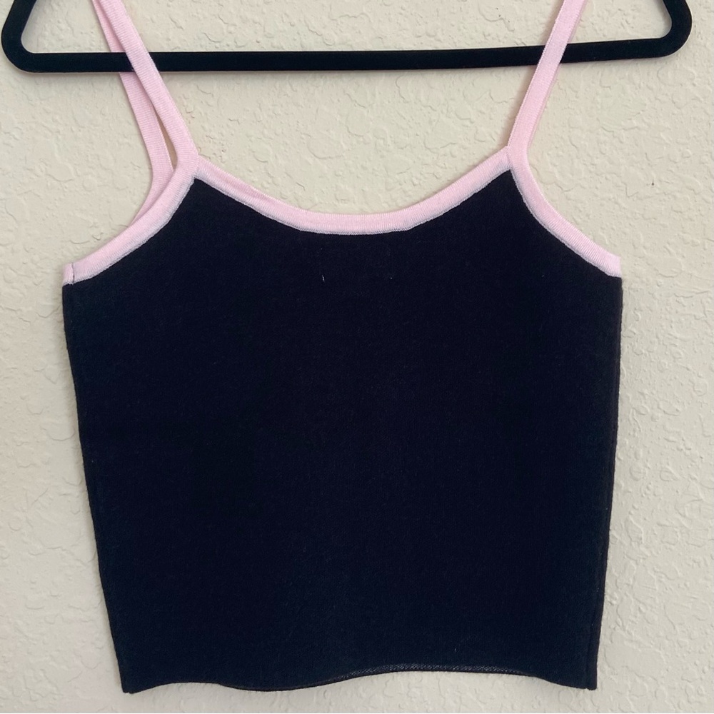 Pacsun Sweater Tank Black/Pink Bow Knit Cropped Top Women’s M NWT - Picture 9 of 13
